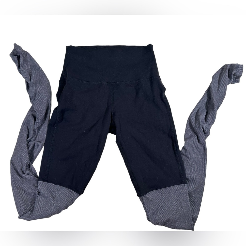 ALO Yoga Black and Gray Colorblock High-Waist Leggings